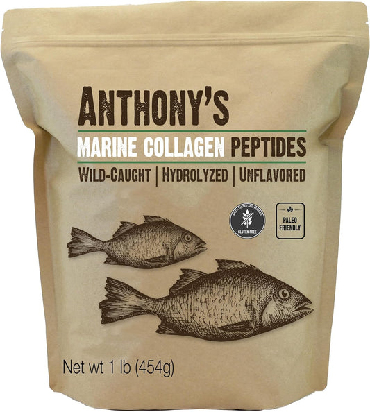 Anthony'S Hydrolyzed Marine Collagen Peptides, Gluten-Free, Paleo And Keto Friendly, Unflavored, 1-Pound