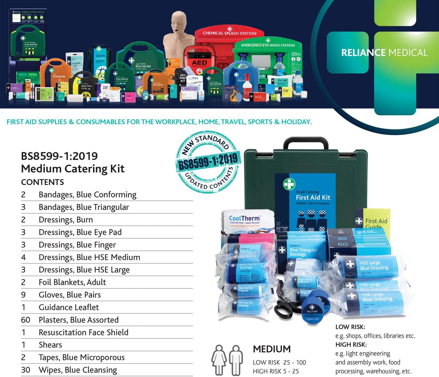 Reliance Medical REL673 Model BS8599-1 Catering Kit with Bracket, Oxford Box, 22.5 cm H x 27.5 cm W x 9 cm D, Medium, Green : Amazon.co.uk: Health & Personal Care