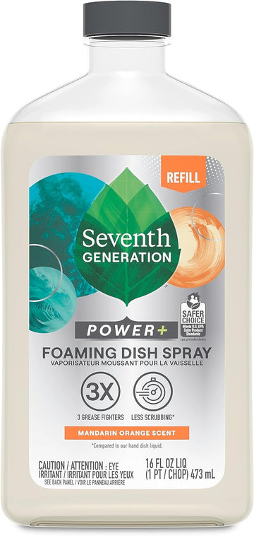 Seventh Generation Power+ Foaming Dish Spray Mandarin Orange Dishwashing soap Cuts Grease 16 oz