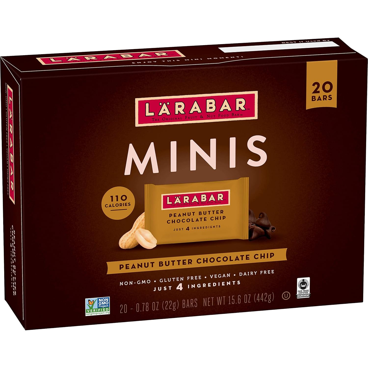 Larabar Peanut Butter Chocolate Chip Mini Bars, Gluten Free Vegan, 20 Ct