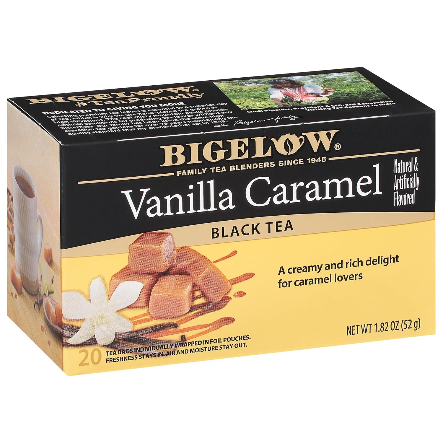 Bigelow Tea Vanilla Caramel Black Tea, Caffeinated Tea With Vanilla Caramel, 20 Count Box (Pack Of 6), 120 Total Tea Bags