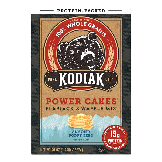 Kodiak Cakes Power Cakes, Pancake & Waffle Mix, Almond Poppyseed, High Protein,100% Whole Grains (Pack of 6)