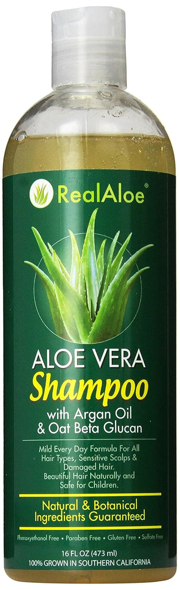 Real Aloe Aloe Vera Hair Shampoo With Argan Oil & Oat Beta, 16 Oz