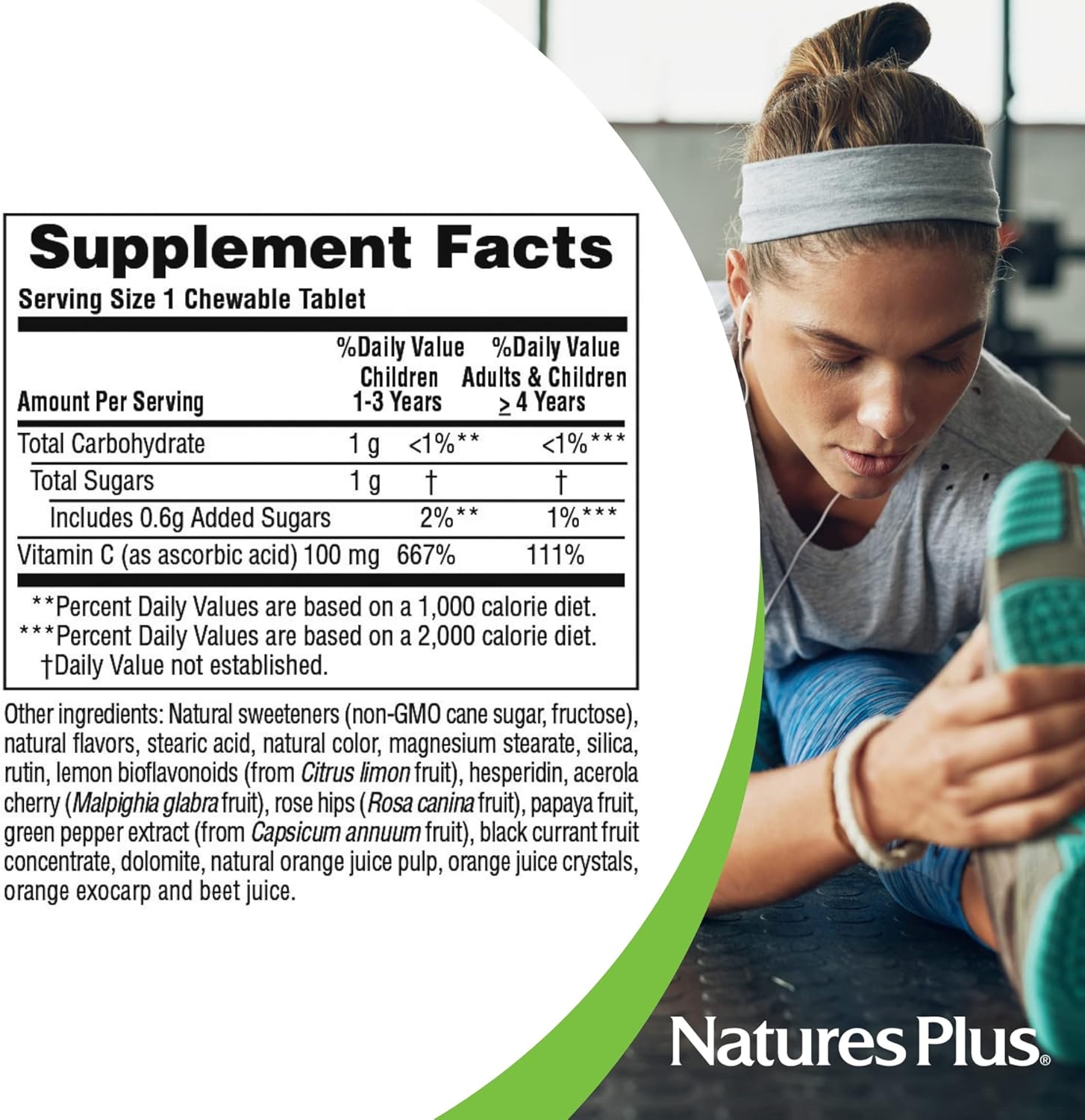 Natures Plus Orange Juice Jr. - 90 Chewable Tablets - 100 Mg Vitamin C - Immune System Support - Gentle On The Stomach - Vegan, Gluten Free - 90 Servings