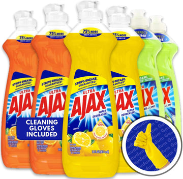 Ajax Dish Soap - Ajax Dishwashing Liquid Super Degreaser 14 FL OZ (Lemon, Orange, Lime) (Variety Pack of 6) 2 of Each - Includes Clean is Better Card