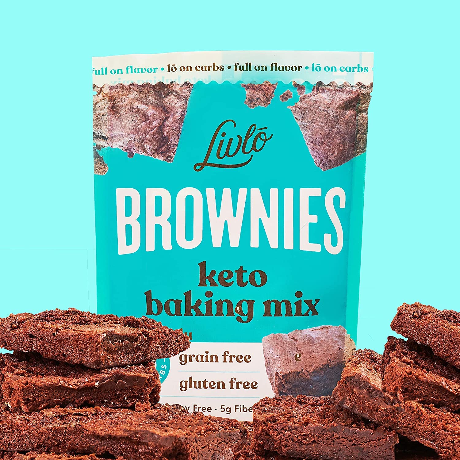 Livlo Keto Brownie Baking Mix - Just 1g Net Carb - Sugar Free & Gluten Free Keto Desserts, Sweets & Treats - Low Carb, Nut Free, Diabetic Friendly Snack - Fast, Delicious & Easy to Make - 12 servings : Grocery & Gourmet Food