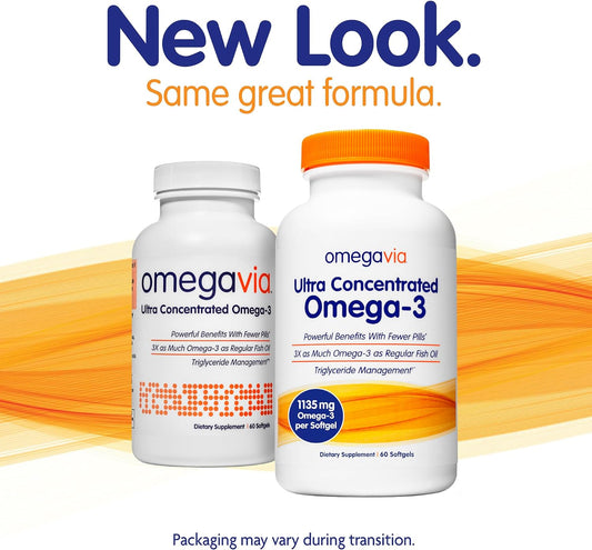 OmegaVia Ultra Concentrated Omega 3 Fish Oil Burpless - 60 Softgels -