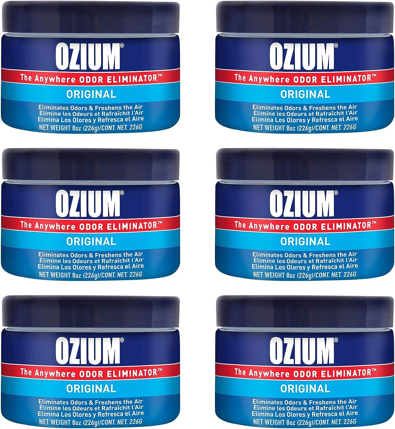 Ozium 8 Oz. Odor Eliminating Gel 6 Pack for Homes, Cars, Offices and More, 6 Pack