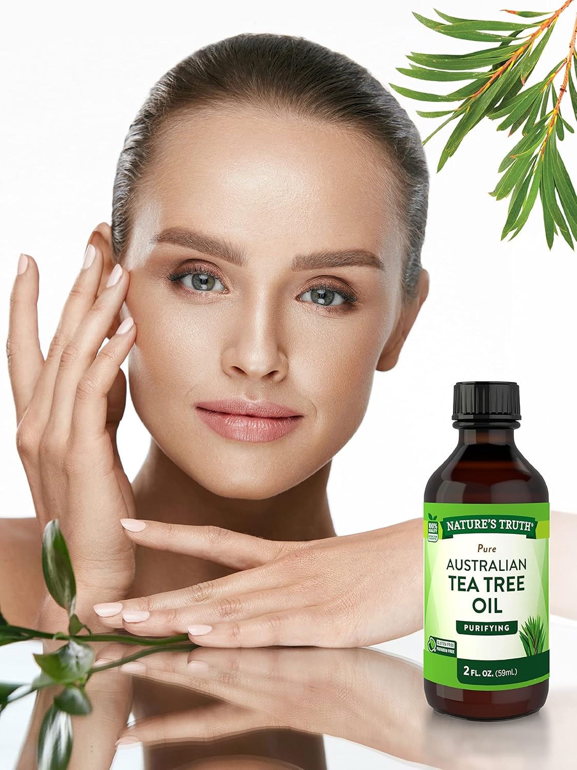 Nature's Truth Tea Tree Oil 100 Pure Australian Tea Tree Oil for Hair Face Body and Aromatherapy NonGMO Gluten Free, 2 Fl Oz : Health & Household