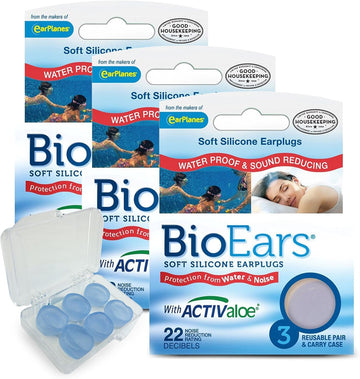 Bioears Soft Silicone Earplugs Multi Pack (3 Pack (9 Pairs))