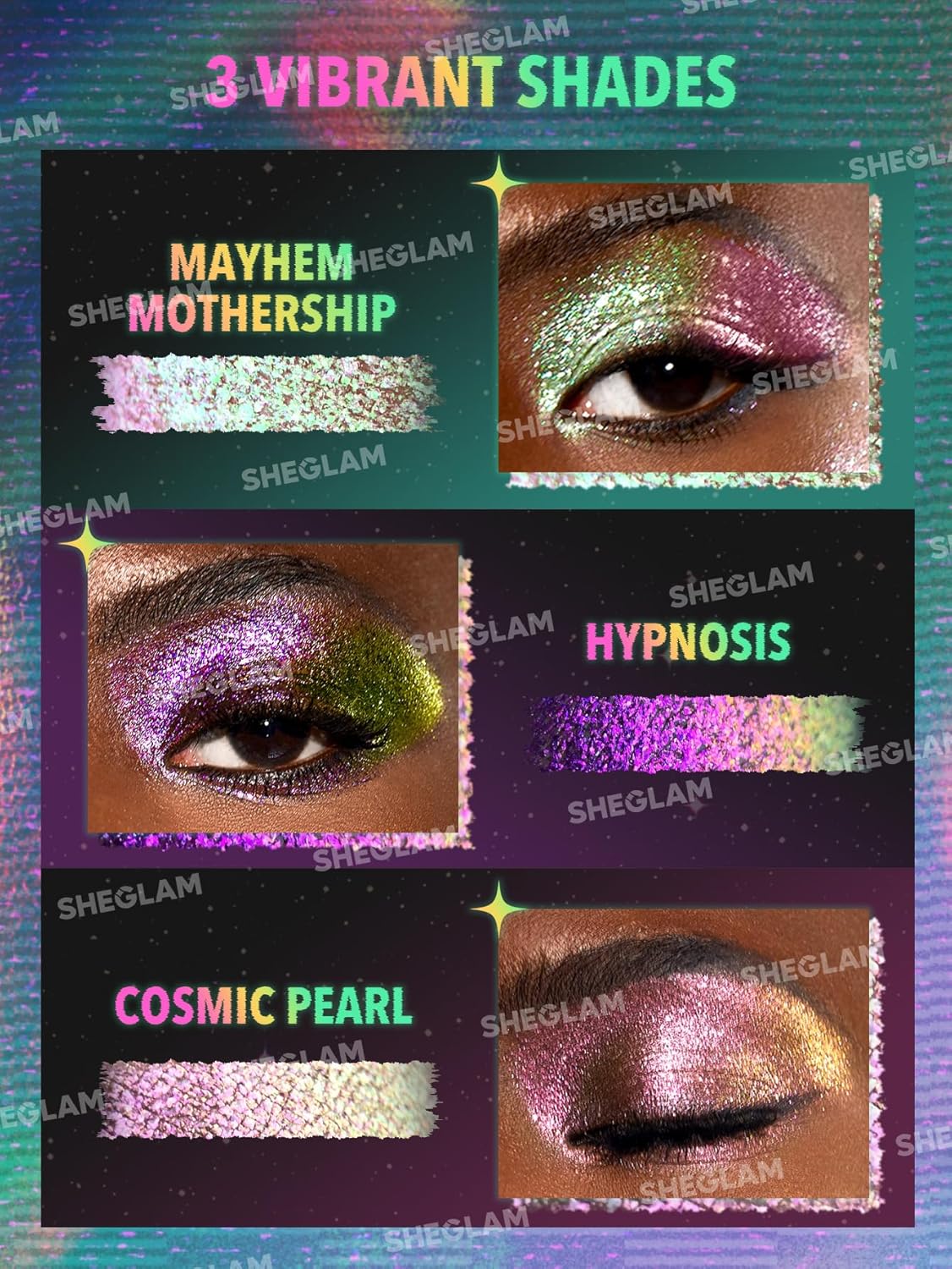 SHEGLAM Chroma Zone Multichrome Flake Gel-Cosmic Pearl 3 Colors Gradient Pink-purple Shiny Eyeshadow Cream Multi-Tone High Shine Finish Non-Greasy Non-Fading Glitter Shimmer Eyeshadow Flake Y2K : Beauty & Personal Care