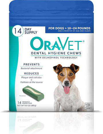OraVet Dental Hygiene Chews for Small Dogs, Oral Care with Delmopinol, Vanilla Flavor, 14 Count