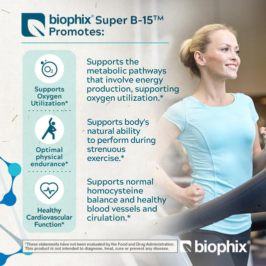 Biophix Super B-15 100 Vcaps - Niacin Calcium Choline Inositol Dmg Tmg - Supports Healthy Oxygen Energy Levels