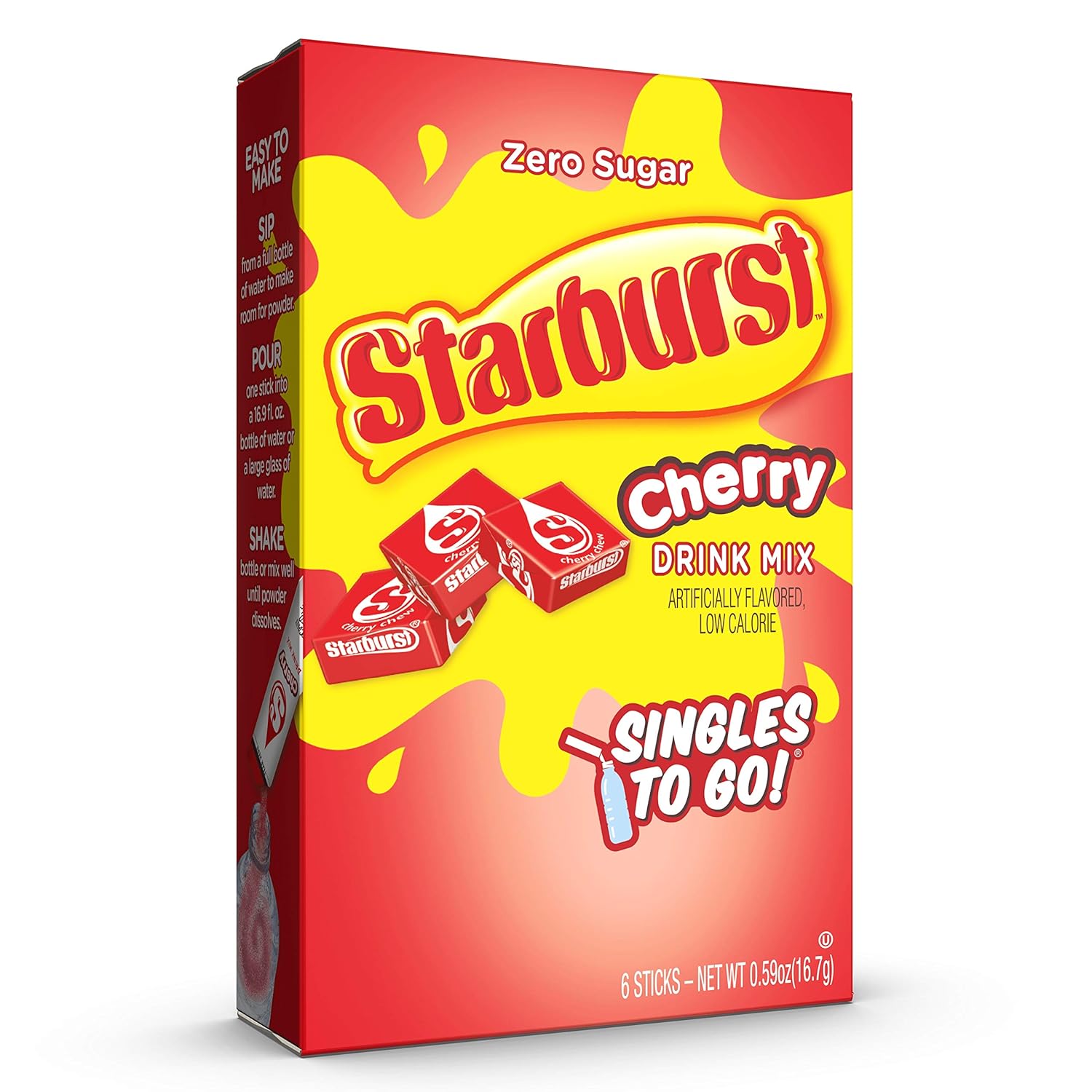 Starburst Singles To Go Powdered Drink Mix & Just Add Water -12 Boxes with 6 Packets Each 72 Total Servings (Sugar Free), Cherry, 7.08 Oz : Grocery & Gourmet Food