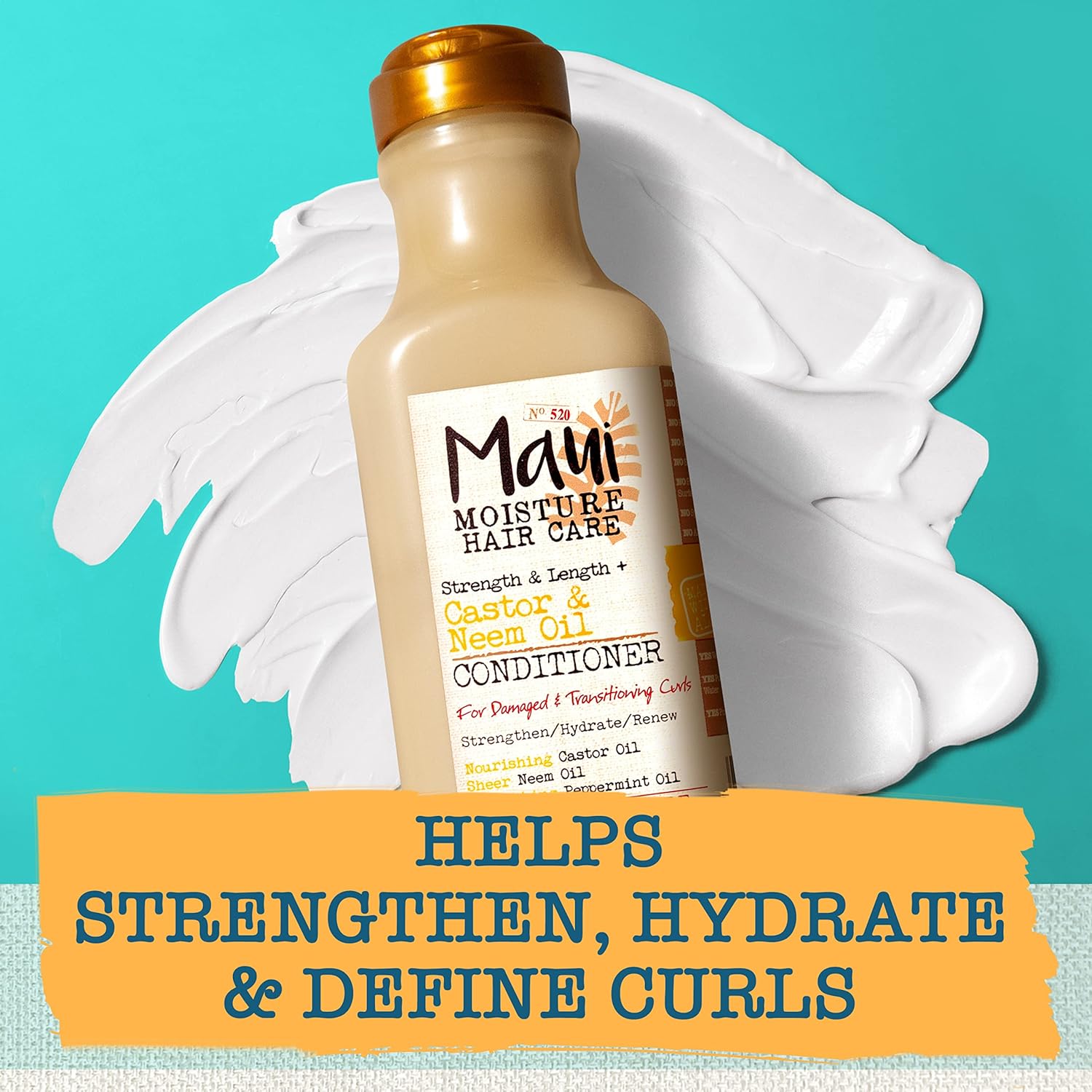 Maui Moisture Strength & Length + Castor & Neem Oil Conditioner, Curly Hair Product for Dry, Damaged Hair, 13 Fl Oz : Beauty & Personal Care