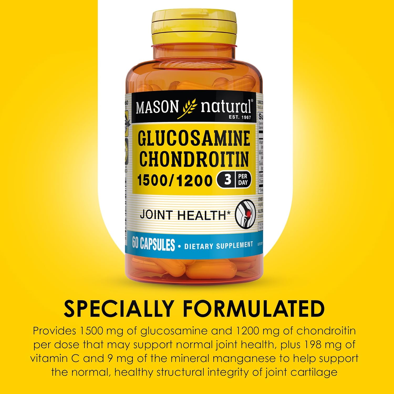 Buy Mason Natural Glucosamine Chondroitin 1500/1200 With Vitamin C, Supports Joint Health For Normal Flexibility & Mobility*, 280 Capsules, 3 Month Supply On  Free Shipping On Qualified Orders