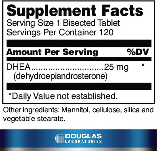 Douglas Laboratories Dhea 25 Mg Dissolvable Tablets | Supports Immune Health, Brain, Bones, Metabolism And Lean Body Mass* | 120 Tablets