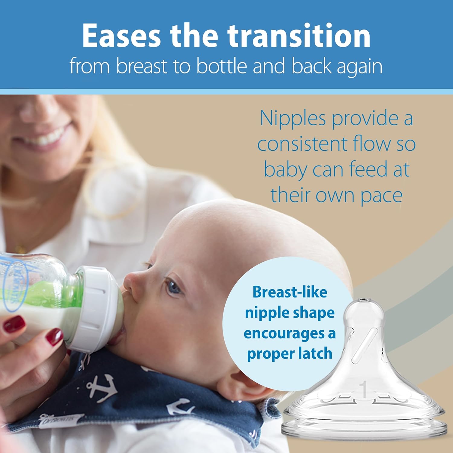 Dr. Brown's Natural Flow Anti-Colic Options+ Wide-Neck Glass Baby Bottles 9 oz/270 mL, with Level 1 Slow Flow Nipple, 3 Pack, 0m+ : Baby