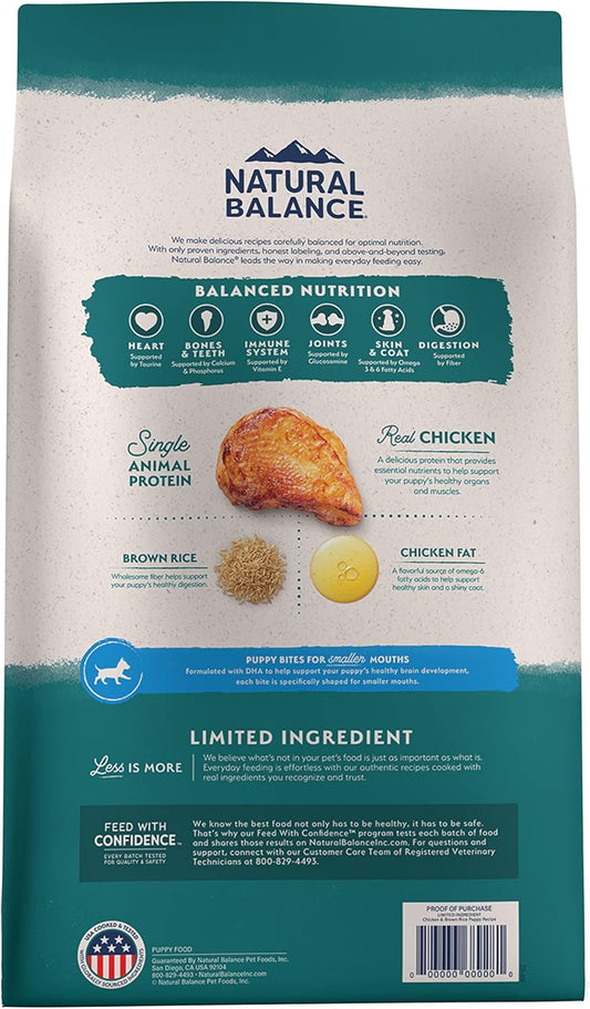 Natural Balance Limited Ingredient Puppy Dry Dog Food With Healthy Grains, Chicken & Brown Rice Recipe, 24 Pound (Pack Of 1)