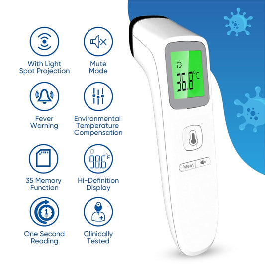 Contactless Infrared Digital Thermometer - 4 in 1 Medical Thermometers Forehead, Room, Liquid & Object Temperature. Suitable for All Ages