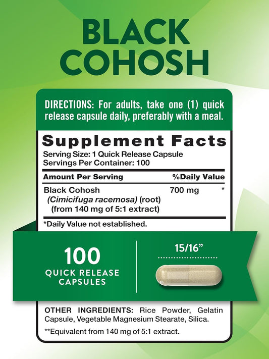 Nature'S Truth Black Cohosh | 100 Capsules | Root Extract | Non-Gmo, Gluten Free