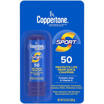 Coppertone Sport Sunscreen Lip Balm, Spf 50 Sunscreen For Lips, Skin Protectant, 0.13 Oz