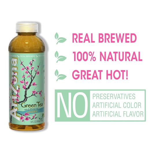 Arizona Green Tea With Ginseng And Honey - 16 Fl Oz (Pack Of 12)