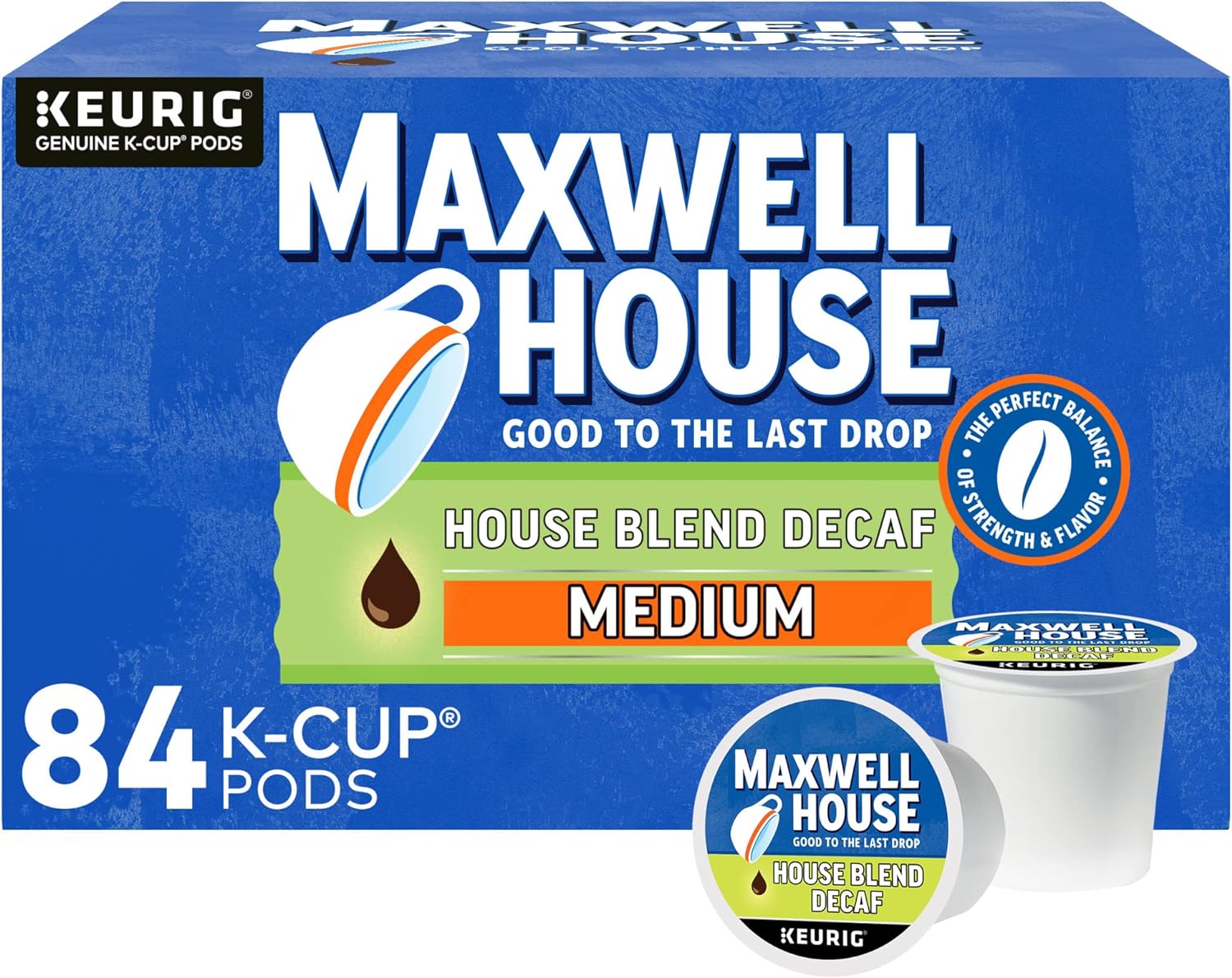 Maxwell House Decaf House Blend Medium Roast K-Cup Coffee Pods (84 ct., Box)