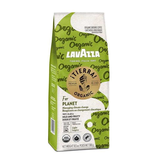 Lavazza ¡Tierra! Organic Planet Ground Coffee Light Roast, 10.5 Oz (Pack of 6) Authentic Italian, Value Pack, Blended And Roated in Italy, 100% USDA Organic Arabica coffees