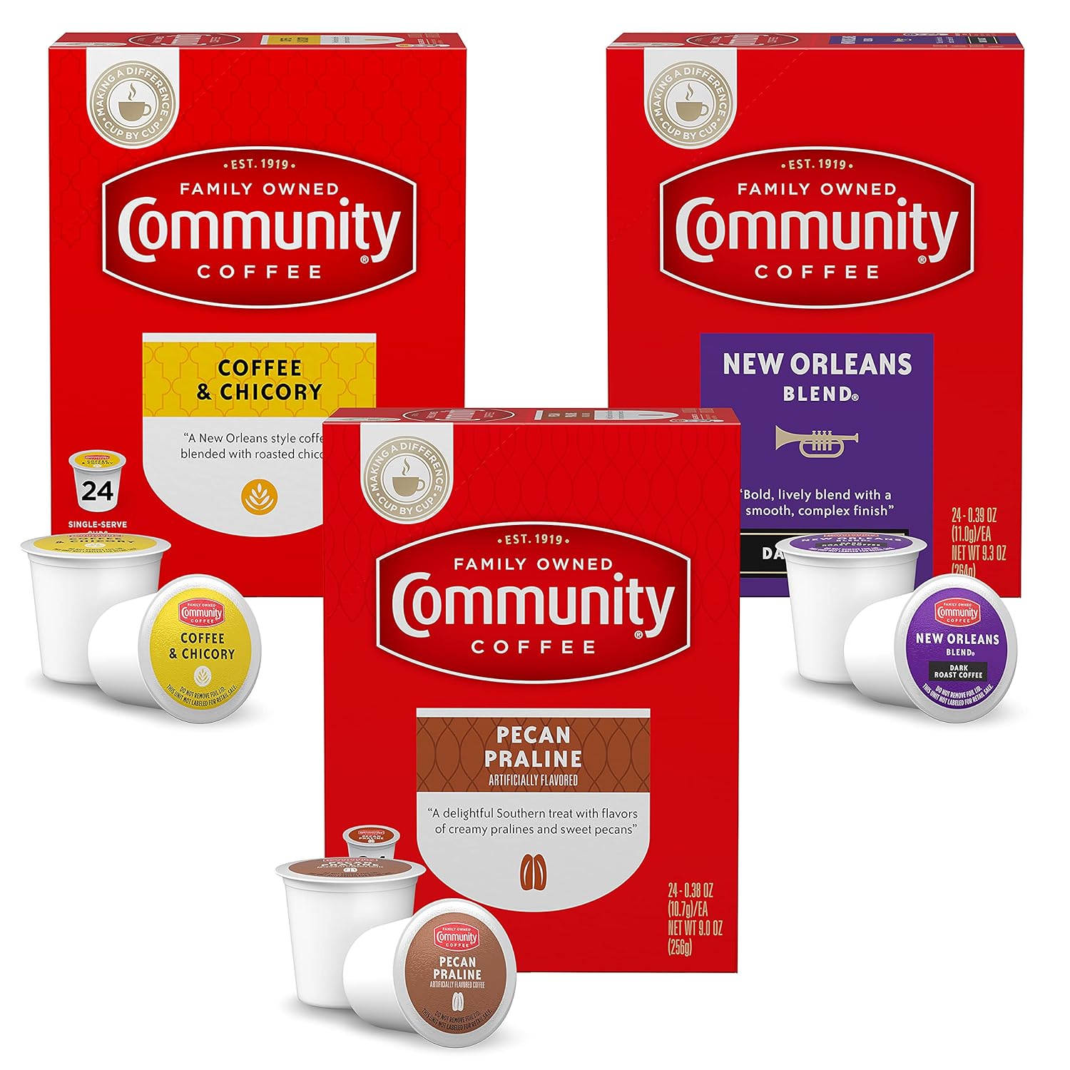 Community Coffee Flavors Of New Orleans Variety Pack 72 Count Coffee Pods, Medium To Dark Roast, Compatible With Keurig 2.0 K-Cup Brewers, 24 Count (Pack Of 3)