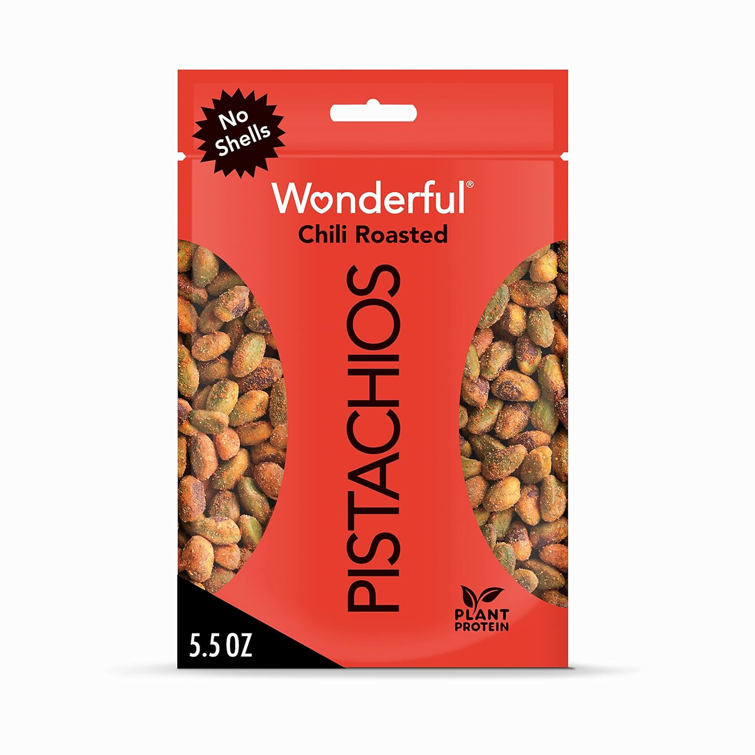 Wonderful Pistachios No Shells, Chili Roasted Nuts, 5.5 Ounce Resealable Bag, Protein Snacks, Gluten Free, Healthy Snack