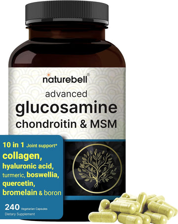 Advanced Glucosamine Chondroitin Msm Supplement, 240 Capsules | 10-In-1 Joint Support Complex – With Hyaluronic Acid, Collagen, Turmeric, Boswellia, & More – Non-Gmo