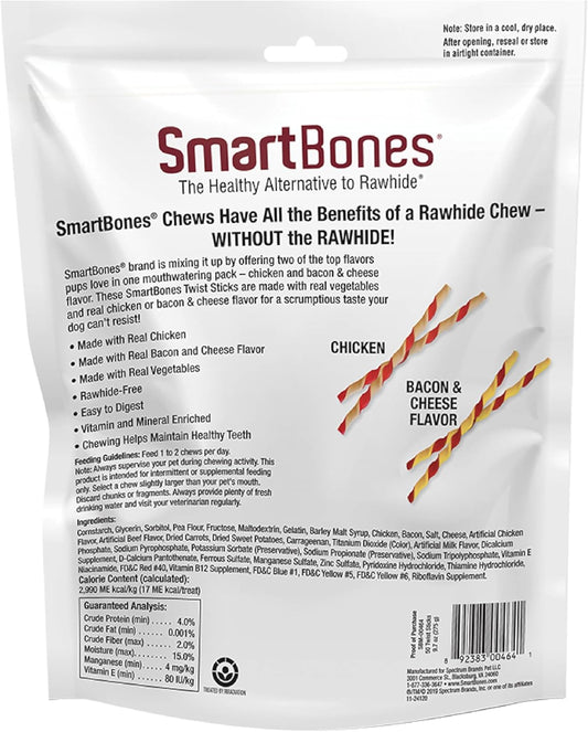 Smartbones Twist Sticks Variety Pack 50 Count, Rawhide-Free Chews For Dogs Made With Real Chicken Or Bacon And Cheese Flavor (Sbm-00464)