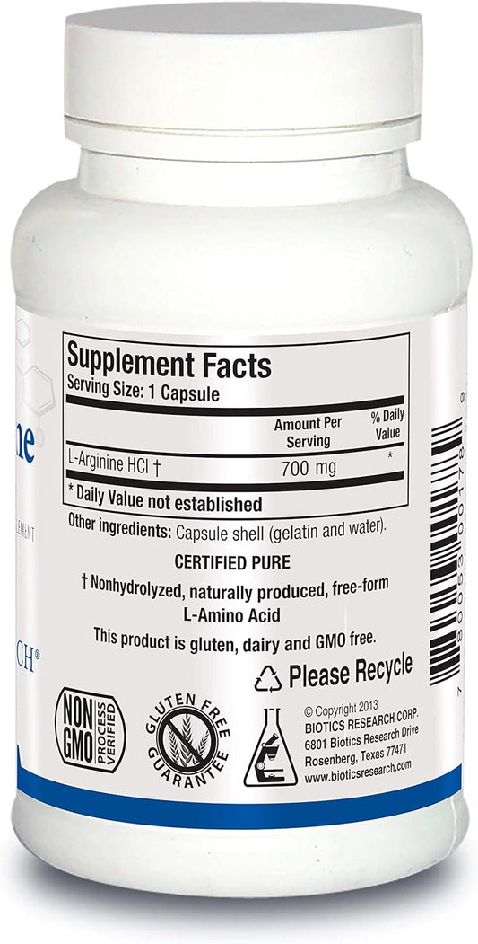 Biotics Research L Arginine, Important Amino Acid, Building Block For Muscles, Exercise Performance, Connective Tissue Support, Nitric Oxide Booster, Supports Cardiovascular Health, 100 Capsules