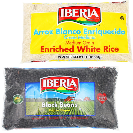 Iberia Enriched Medium Grain White Rice, 5 Pounds + Iberia Black Beans 4 lb. : Grocery & Gourmet Food