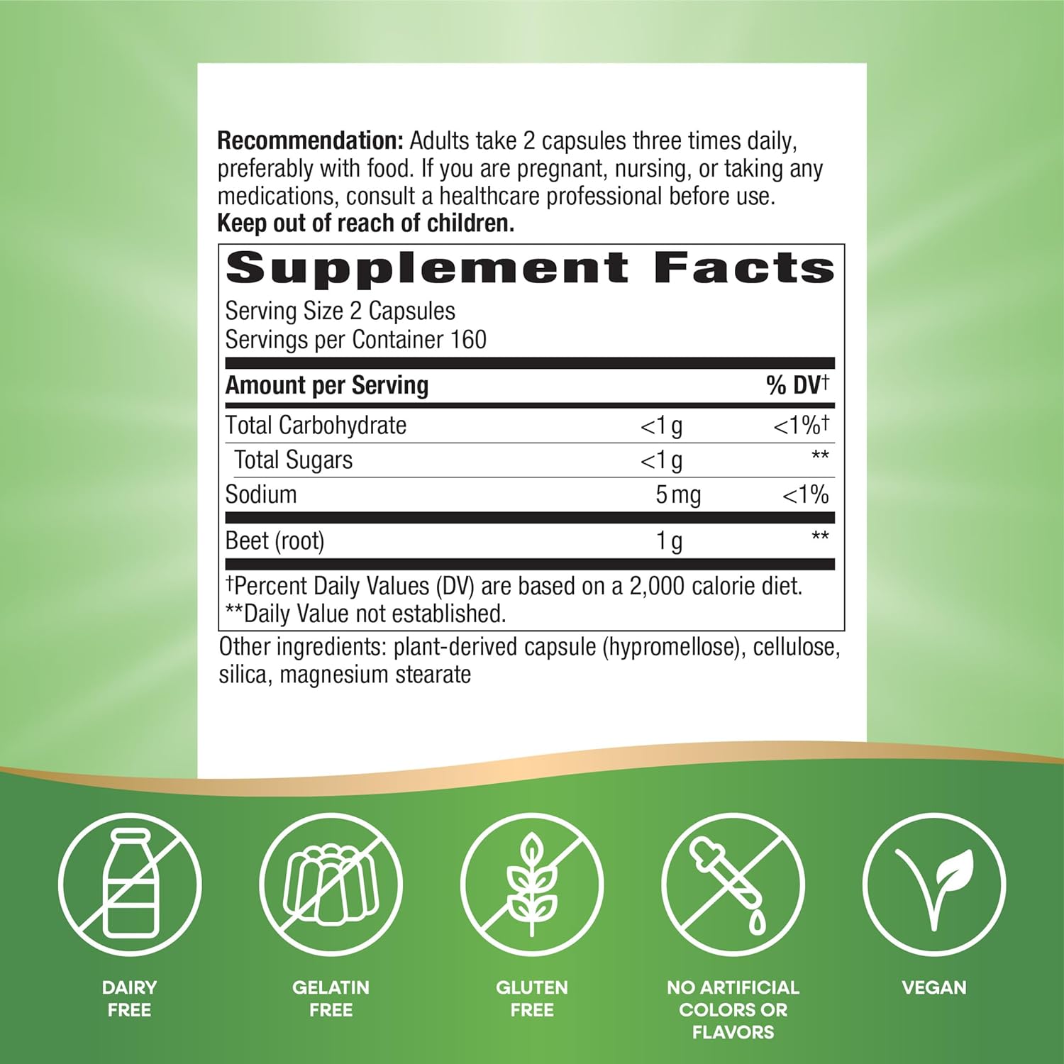 Nature's Way Beet Root, Supports Antioxidant Pathways*, Helps Neutralize Free Radicals*, 1,000 mg per 2-Capsule Serving, Vegan, 320 Capsules (Packaging May Vary) : Health & Household