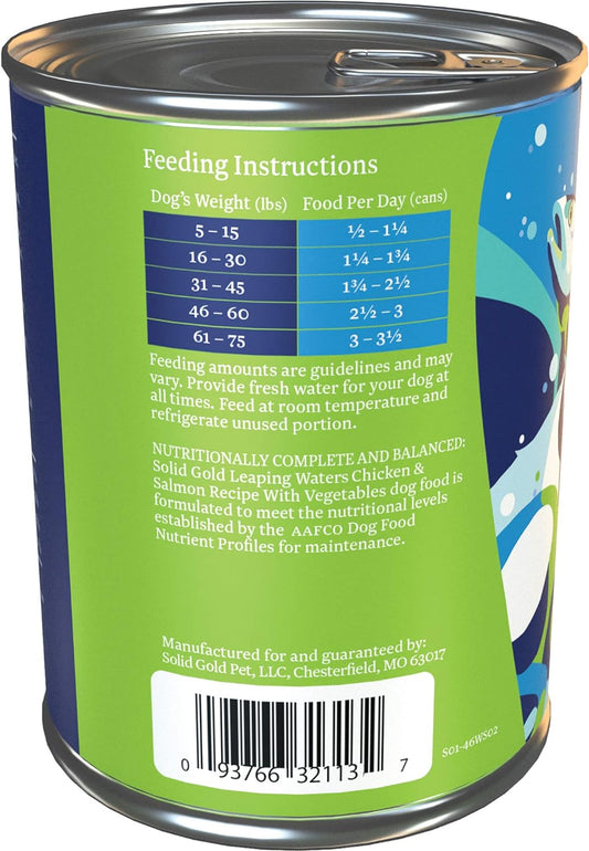 Solid Gold Wet Dog Food For Adult & Senior Dogs - Made With Real Chicken & Salmon - Leaping Waters Grain Free Canned Dog Food For Healthy Digestion & Sensitive Stomach