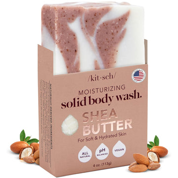 Kitsch Shea Butter Body Wash | Exfoliating Bar Soap For Women & Men | Moisturizing Shea Butter Bar Soap For Soft And Hydrated Skin | All Natural, Paraben Free And Vegan | Made In Usa - 4 Oz