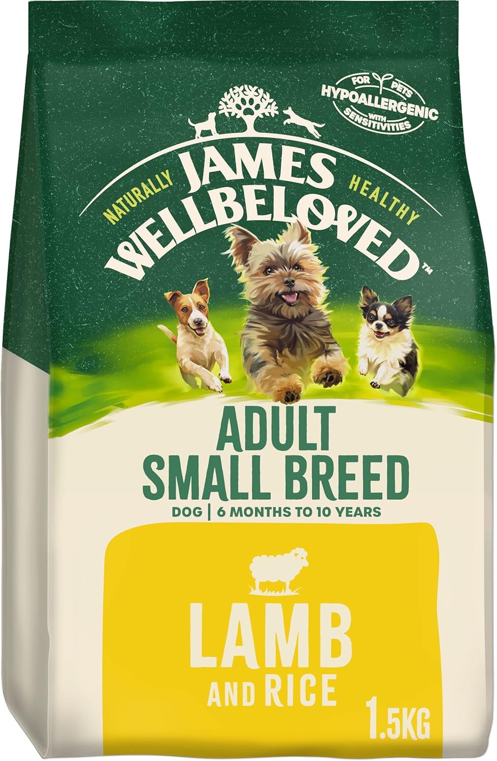 James Wellbeloved Adult Small Breed Lamb & Rice 1.5 kg Bag, Hypoallergenic Dry Dog Food?02JWSBL1