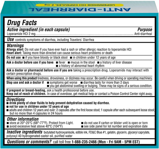 Rite Aid Anti-Diarrheal - 24 Softgels, Loperamide Hydrochloride 2Mg, Controls Symptoms Of Diarrhea, Including Travelers' Diarrhea, Diarrhea Medication For Adults