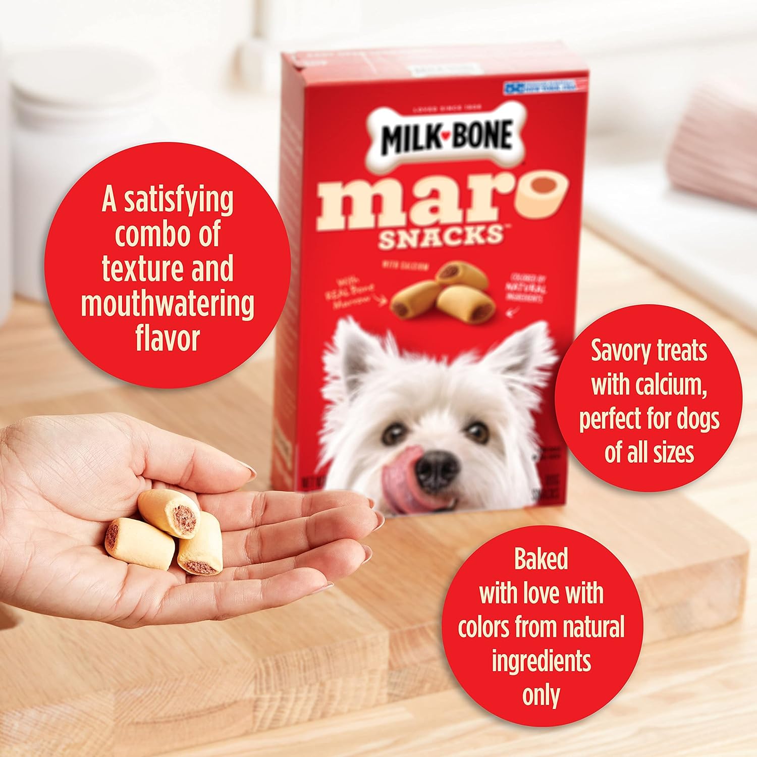 Milk-Bone MaroSnacks Dog Treats, Beef, 40 Ounce with Real Bone Marrow and Calcium : Pet Treat Biscuits : Pet Supplies