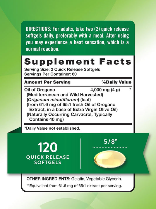 Nature'S Truth Oil Of Oregano Softgels | 4000 Mg | 120 Count | Non-Gmo & Gluten Free Herbal Supplement