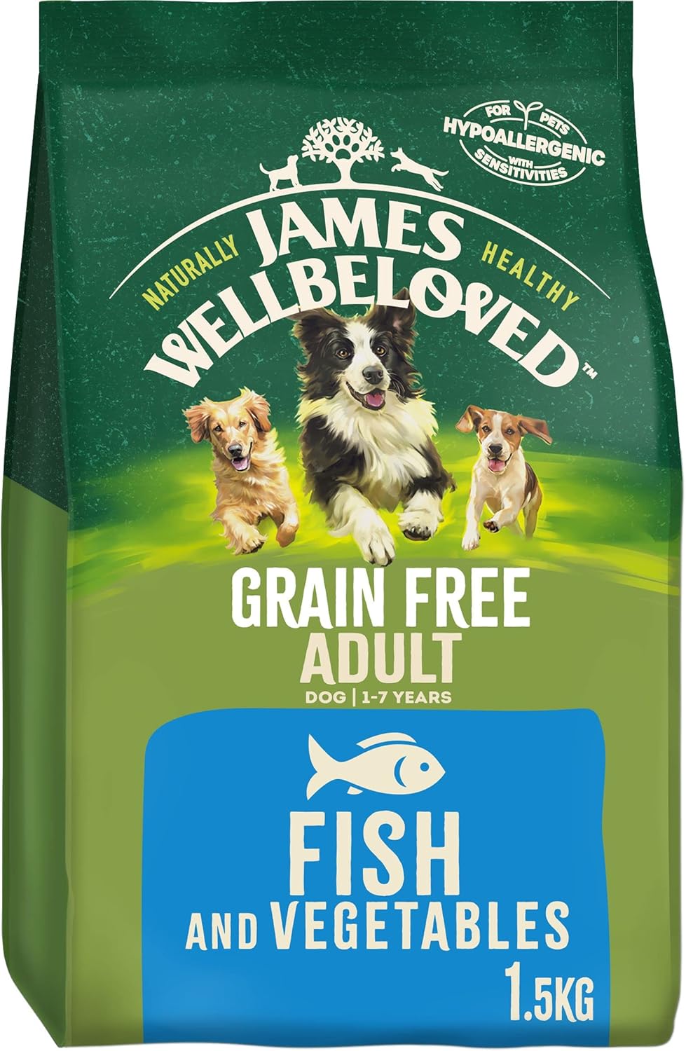 James Wellbeloved Complete Dry Adult Dog Food Fish and Vegetable, 1.5 kg?02JWFVS1.5