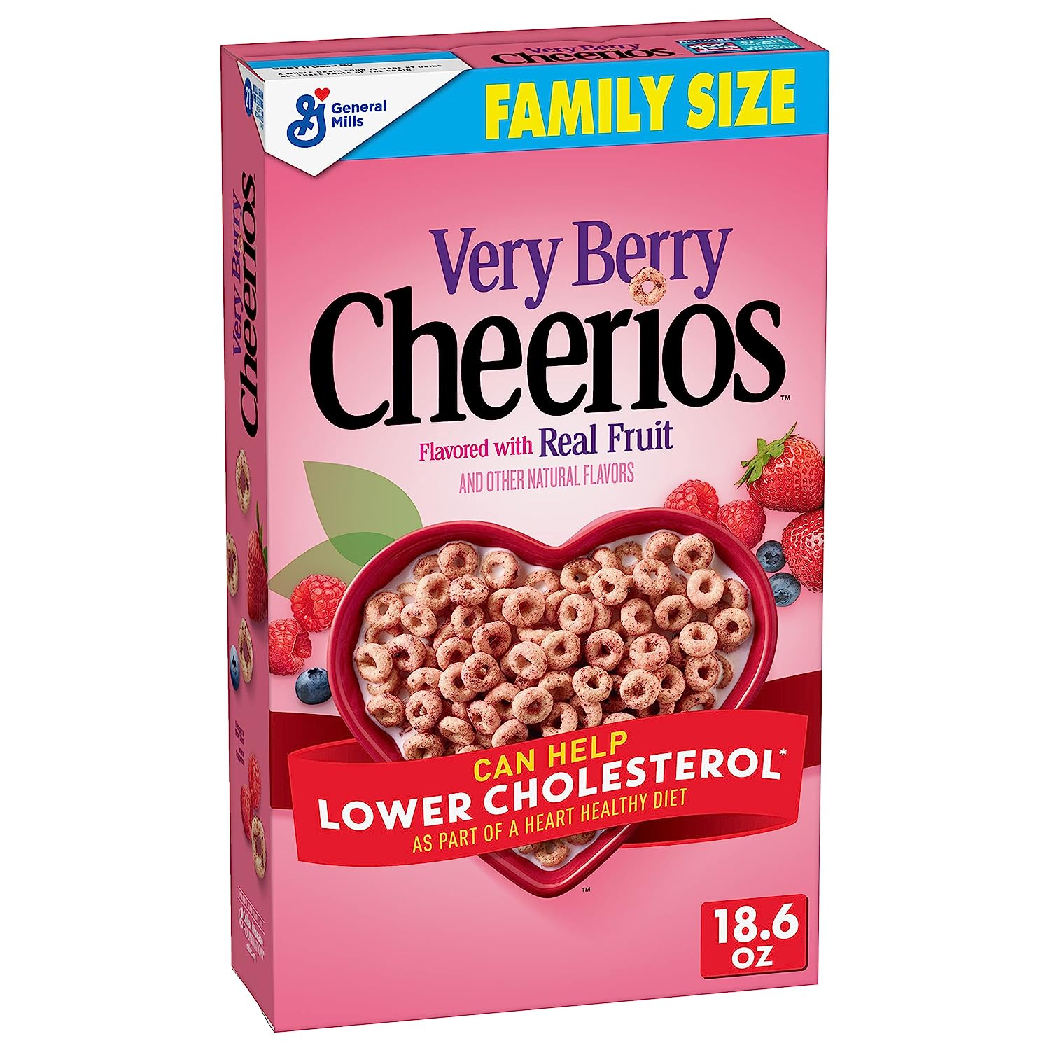 Very Berry Cheerios, Heart Healthy Cereal, Family Size, 18.6 OZ