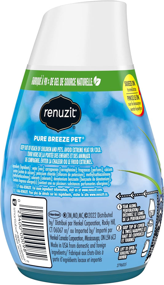 Renuzit Gel Air Freshener, Pure Breeze, 3 Pack, 4 Count, 12 Total Air Fresheners