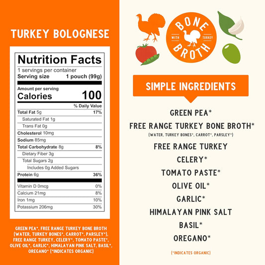 Serenity Kids 7+ Month Bone Broth Puree Made With Organic Veggies - Clean Label Project Purity Award Certified - Bpa-Free Pouch - 3.5 Oz Free Range Turkey Bolognese - 12 Count Baby Food Turkey Puree