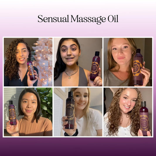 Aromatherapy Sensual Massage Oil For Couples - Relaxing Full Body Massage Oil For Date Night With Sweet Almond Oil - Vegan Lavender Massage Oil For Massage Therapy Smooth Gliding Formula 8 Fl Oz