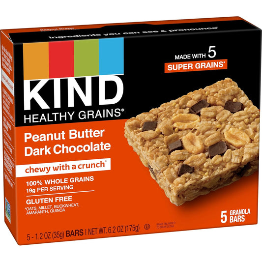 Kind Healthy Grains Bars, Peanut Butter Dark Chocolate, 1.2 Ounce, 5 Count