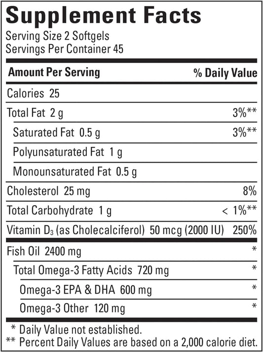 Nature Made Fish Oil Omega 3 1200 mg with Vitamin D3 2000 IU, 90 Softg