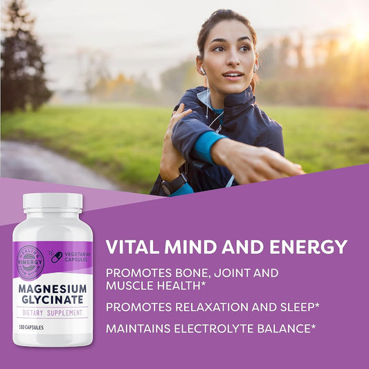 Vimergy Magnesium Glycinate, 90 Servings – With Turmeric & Ginger - Promotes Relaxation & Sleep – Supports Bone, Muscle & Heart Health - Gluten-Free, Kosher, Vegan & Paleo Friendly, Capsule